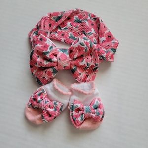Little me headwrap and booties 0-12 months